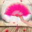 Quạt gấp lông vũ Lolita Nhật Bản Cô gái cổ tích ngọt ngào Dark Gothic Court Dance Hand Fan có mặt dây chuyền Quà tặng Trang trí tiệc cưới VN
