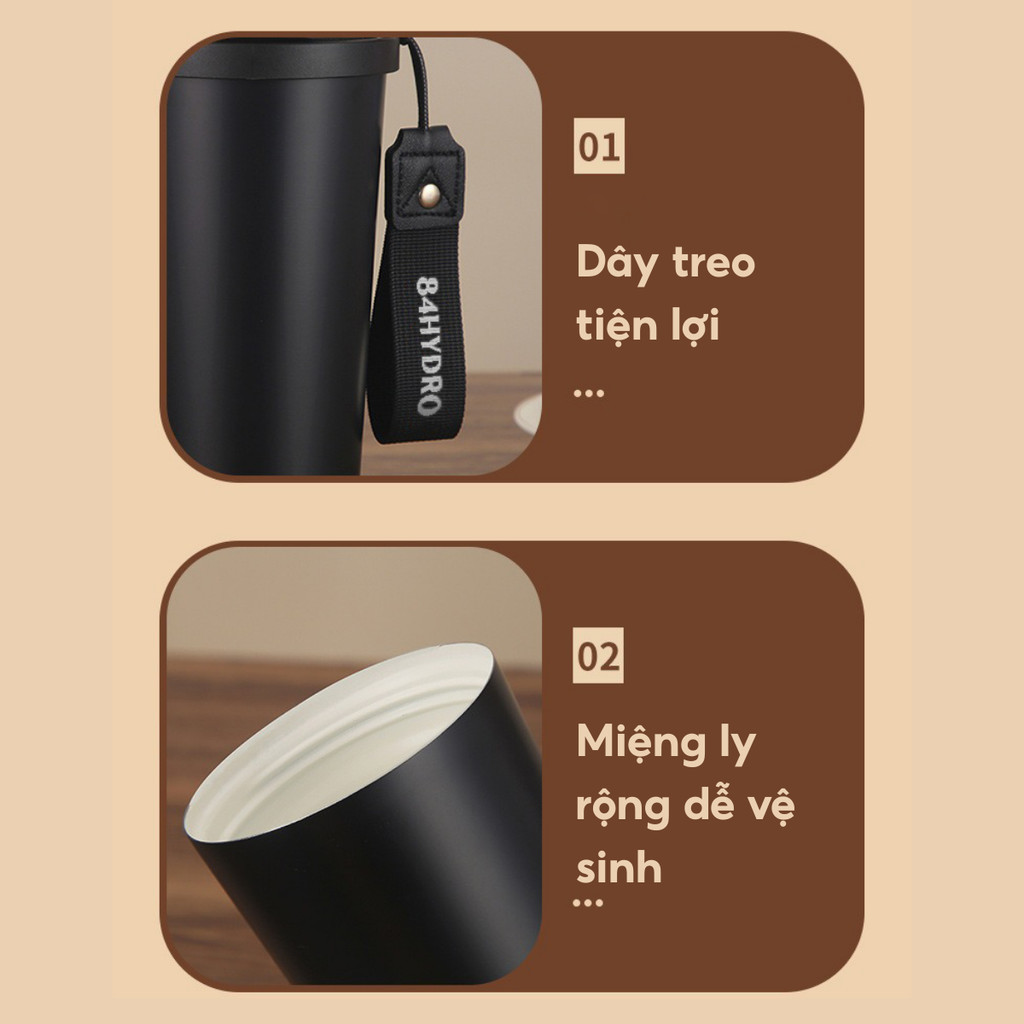 Ly giữ nhiệt tráng sứ cà phê 84C530C Blue version, dung tích 530ml, lõi tráng sứ | 84HYDRO