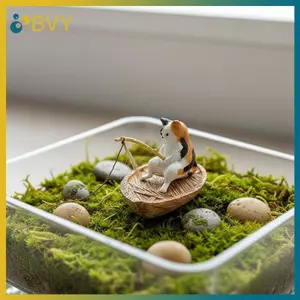 BVY Hấp Dẫn 1 Chiếc Thuyền Câu Cá Mèo Trang Trí Bể Cá Bằng Nhựa Để Thiết Lập Bể Cá Hoạt Hình.