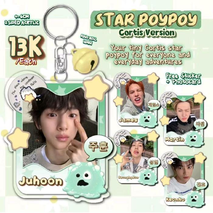 Cortis Keychain - Star PoyPoy FREE PHOTOCARD+STICKER (Baca Deskripsi) / Gantungan Kunci Cortis - Seonghyeon