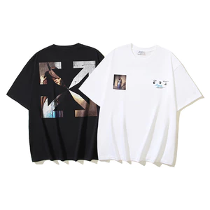 Chất Lượng Cao Phong Cách Mới Rời Tranh Sơn Dầu Mũi Tên In Áo Thun Nữ Tay Ngắn Unisex