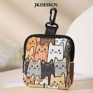 Ví đựng tiền xu JKDESIGN, Ví nhẹ in hình chó mèo, Túi đựng dây kéo chống nước di động bền bỉ hợp thời trang Quà tặng bạn bè