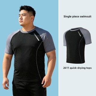 2 Chiếc Plus Size Nam Thoáng Khí Đi Biển Bơi Bộ Đồ Đen Tay Ngắn Bơi Bộ Áo Sơ Mi