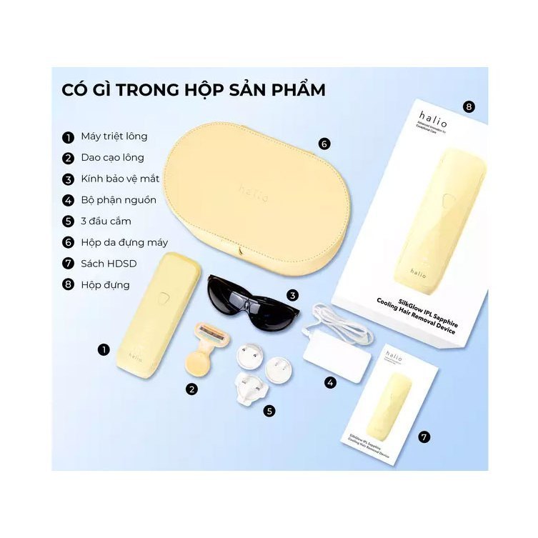 Máy Triệt Lông Halio SilkGlow IPL Sapphire Cooling Hair Removal Device - Bảo Hành 24 Tháng