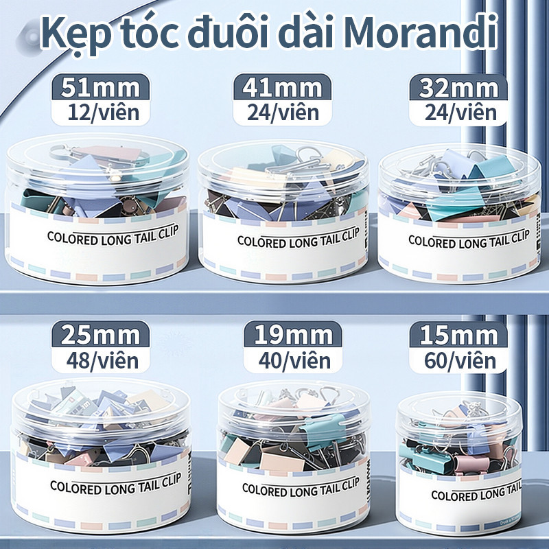Kẹp tài liệu ghim tài liệu màu pastel đủ kích thước 15/25/51mm tiện lợi đa năng chống gỉ Giá Rẻ