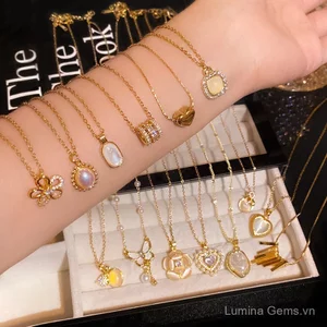Ánh Sáng Sang Trọng Niche Thép Titan Vòng Cổ Nữ Cao Cấp Tính Khí Zircon Ngọc Trai Mặt Dây Chuyền Xương Đòn Dây Chuyền Phụ Kiện Phong Cách Mới