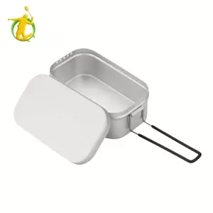 Cắm Trại Mess Thiếc Nhôm Hộp Ăn Nồi Du Lịch Chắc Chắn Đa Năng Có Tay Cầm Di Động Cắm Trại Bát Hộp Cơm Trưa