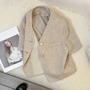 Màu Cà Phê Nhẹ Tay Áo Blazer Nữ Mỏng Phong Cách Sang Trọng Người Nổi Tiếng Phong Cách Ngắn Top 6.23