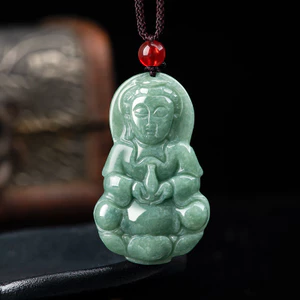 Phong cách mới Ice a Goods Bean Green Guanyin Tượng Phật Mặt dây chuyền