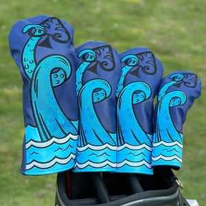 Vỏ câu lạc bộ gỗ Golf No. 1 Gỗ Phong Cách Mới Sóng Thêu Câu Lạc Bộ PU Nhỏ Chân Gà Kết Hợp Bộ Nắp Câu Lạc Bộ
