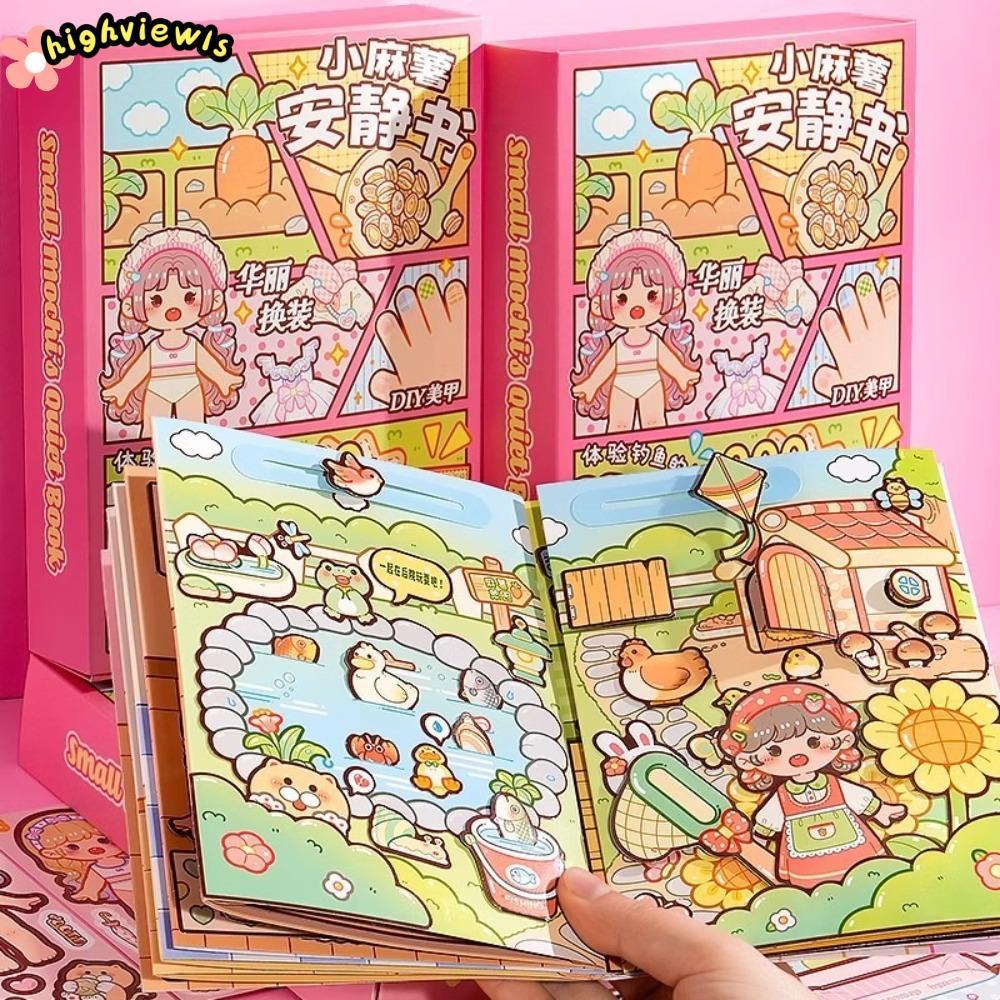 Sách dán HIGHVIEWLS, Trang trí Kpop Chất liệu DIY Tạp chí giấy Washi, Ins PET Chất liệu hoạt hình Nhãn dán trang trí