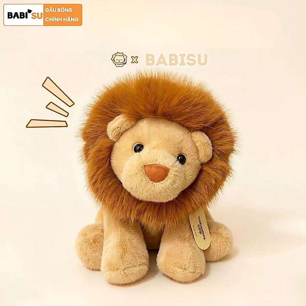Gấu Bông Con Sư Từ Bờm Dài Kiểu Ngồi, Thú Nhồi Bông Hình Sư Tử Lion Lông Thỏ Mềm Mại Quà Tặng Cho Bé