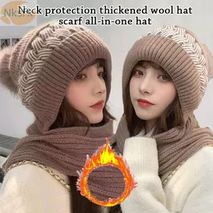 Mũ beanie NKSFX Khăn quàng cổ mùa đông Mũ dệt kim nhiệt mềm mại