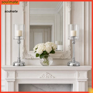 Linh hồn| Ánh Sáng Mềm Giá Đỡ Nến Phong Cách Châu Âu Kim Loại Kính Nến Trụ Cao Tealight Chân Nến Tiệc Cưới Bàn Trung Tâm Trang Trí Nhà Thanh Lịch Cho Đông Nam Á