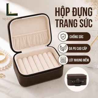 Hộp Bảo Quản Trang Sức Da PU Nhung Lót Chống Sốc Du Lịch Tổ Chức Vòng Cổ Vòng Tay