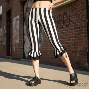 MAPLEPOET-Quần Capri nữ Slim Fit Sọc Quần legging đáy chuông để mặc hàng ngày