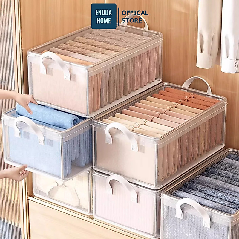 Hộp Đựng Quần Áo ENODA HOME Chất Liệu Vải PVC, Hộp Vải Có Khung Thép Lưu Trữ Quần Áo, Gấp Gọn, Có Quai Cầm HV049