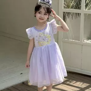 Váy công chúa mùa hè cho bé gái (100-140) Váy dài gạc phong cách phương Tây ngọt ngào