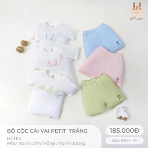Bộ cộc tay Petit Littlelove chất rất mềm, mát, co dãn, thấm hút tốt cho bé từ 6M - 4Y ( HCT80)