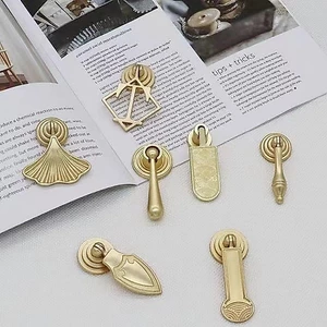 Tay cầm hợp kim kẽm Đơn giản Cao cấp Phong cách Trung Quốc Vàng Đồng bạch quả Lá ngăn kéo Tủ đầu giường Cửa bàn một lỗ Vòng MGKR