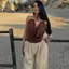 Mỹ Châu Âu Mỹ Niche Halter Dây Vest Hình Bán Nguyệt Sâu V Dây Slim-fit Top Y2K Hot Girl Street Pure Desire Không Tay Cami