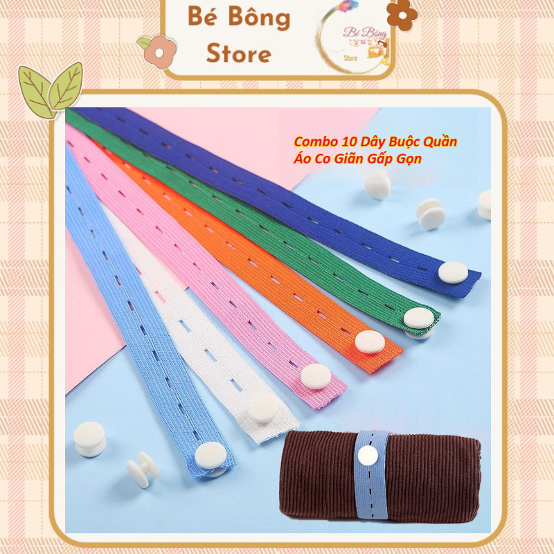 Combo 10 Dây Thun Co Giãn Có Nút Gài Buộc Quần Áo, Chăn Màn Gấp Gọn Tiện Lợi