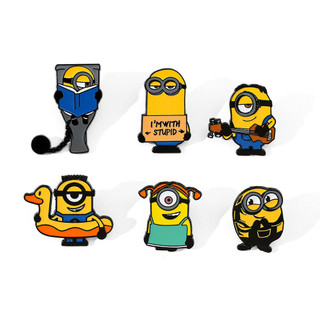 6 Cái / bộ Ngộ nghĩnh Minions Kim Loại Men Pin Kawaii Hoạt Hình Thổ Cẩm Cho Ba Lô Mũ Quần Áo Giáng Sinh