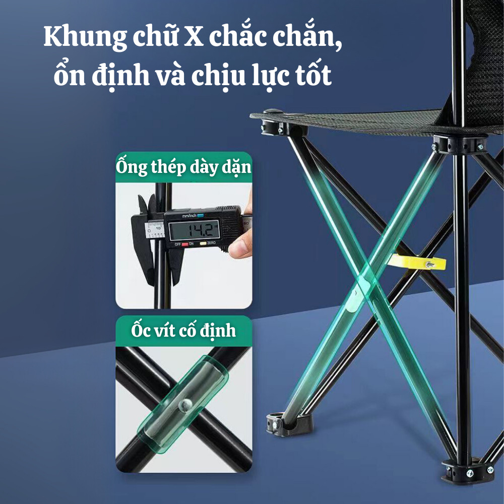 Ghế Gấp Gọn Du Lịch 2 Lớp Dày Dặn, Ghế Câu Cá, Ghế Camping Gấp Gọn Kèm Túi