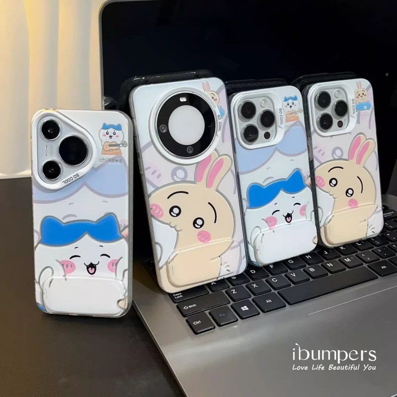ibumpers Ốp Điện Thoại iPhone Cặp Đôi Dễ Thương Sasuke Chiikawa Gấp Gương Đứng Cho IPhone 16 15 14 12 13 11 Pro Max IP 7 8 Plus X XS XR Ốp Lưng IMD Cứng Và Nhẵn