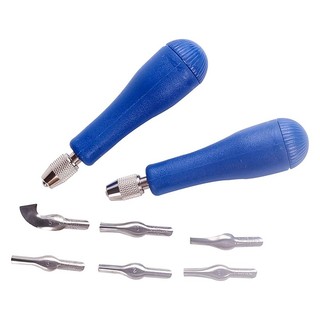 Máy cắt khối nghệ thuật- Dụng cụ khắc Linoleum thủ công với 12 lưỡi dao (6 loại) & 2 tay cầm lưu trữ bằng nhựa