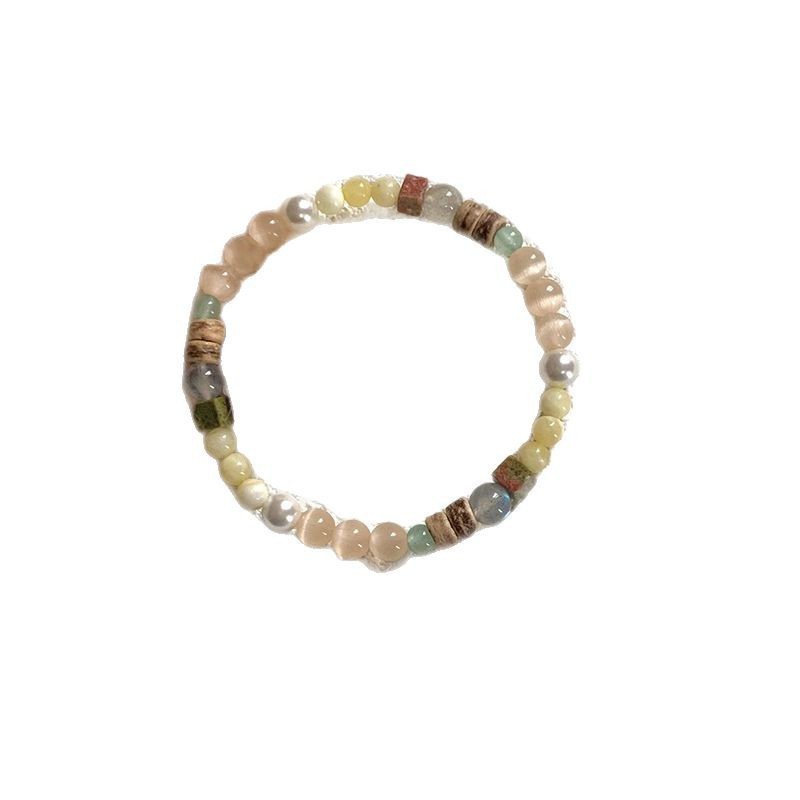 Vòng tay nữ phong cách dân tộc với opal ngọc trai và vỏ dừa, retro làm quà tặng độc đáo