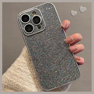 Phim Bảo Vệ Ống Kính Lấp Lánh Kim Cương Sequin Ốp Lưng Điện Thoại iPhone 16Promax 16Pro 12 13 14 15 Pro Max 11 Chống Sốc Acrylic Nữ Điện Thoại Di Động