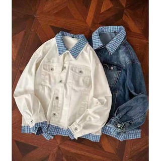 Áo khoác denim nam thiết kế cổ gập lại, phong cách unisex chất lượng cao từ thương hiệu Mỹ.