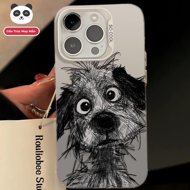 Ốp Lưng iPhone Hình Cún Con Nguệch Ngoạc Đáng Yêu - Tương Thích 16/15/14/13/12/11 Pro Max, XS Max, X