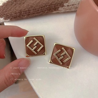 Bông tai bạc 925 hình học vuông retro, phù hợp cho nữ