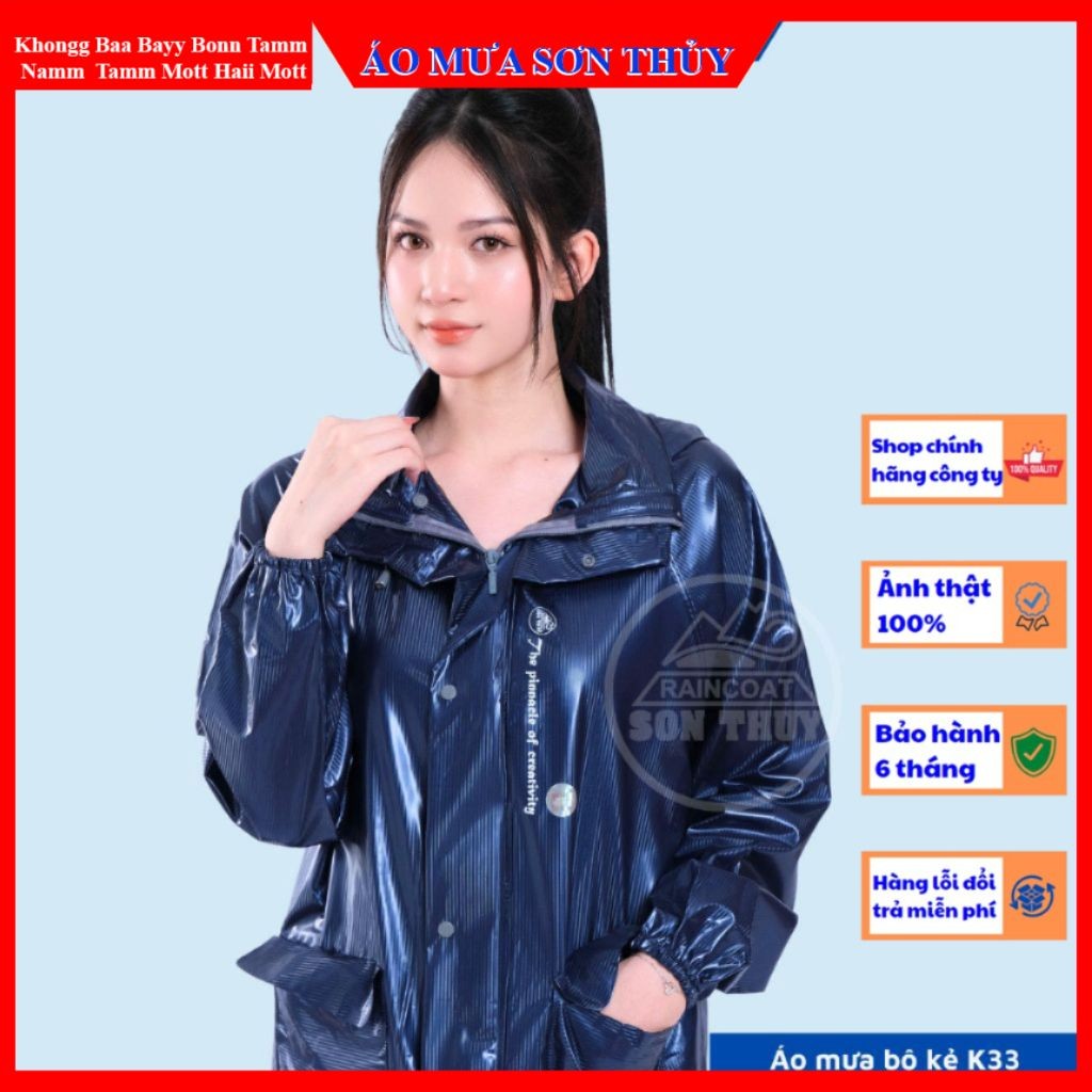 Bộ áo mưa nhựa PVC kiểu mới K33 Sơn Thủy, Siêu dai, Siêu chống thấm, nhựa nguyên sinh không mùi aomuasonthuyhn