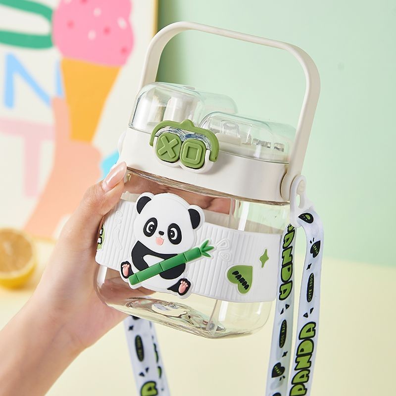 Trẻ Em Cốc Nước Hoạt Hình Phong Cách Mới Ống Hút Cốc Bình Nước Cho Bé Học Sinh Tiểu Học Mẫu Giáo Đôi Cốc Uống Dây Di Động 2PDQ