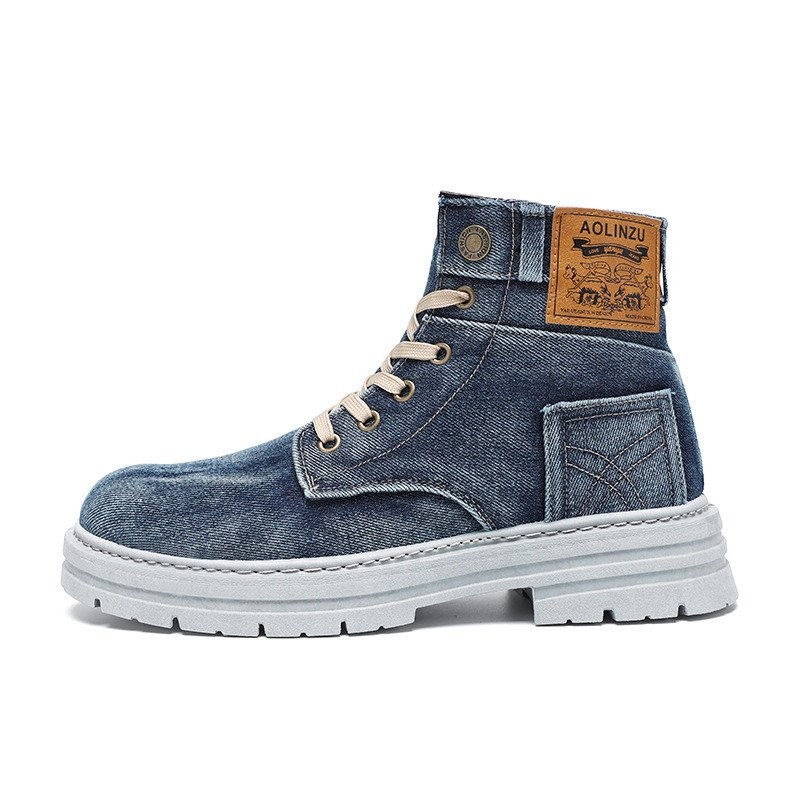 Size Lớn 48 Giày Nam 2026 Giày Cao Cấp Mới Denim Casual Đa Năng Bảo Hộ Lao Động Martin Hợp Thời Trang