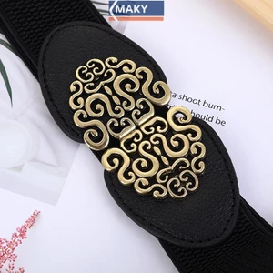 Onetimingcool Thời Trang Hàn Quốc Nữ Trang Trí Co Giãn Thắt Lưng Rộng Khóa Đầm Áo Len Áo Len Thắt Lưng Cho Người Phụ Nữ VN