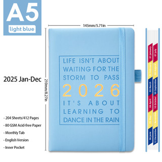 2026 Planner A5 Vintage Hàng ngày & Hàng tuần & Hàng tháng Sổ tay Da PU Chương trình nghị sự Quà tặng Lịch trình Sổ tay & Sổ ghi chú Trường học Văn phòng phẩm Vật tư