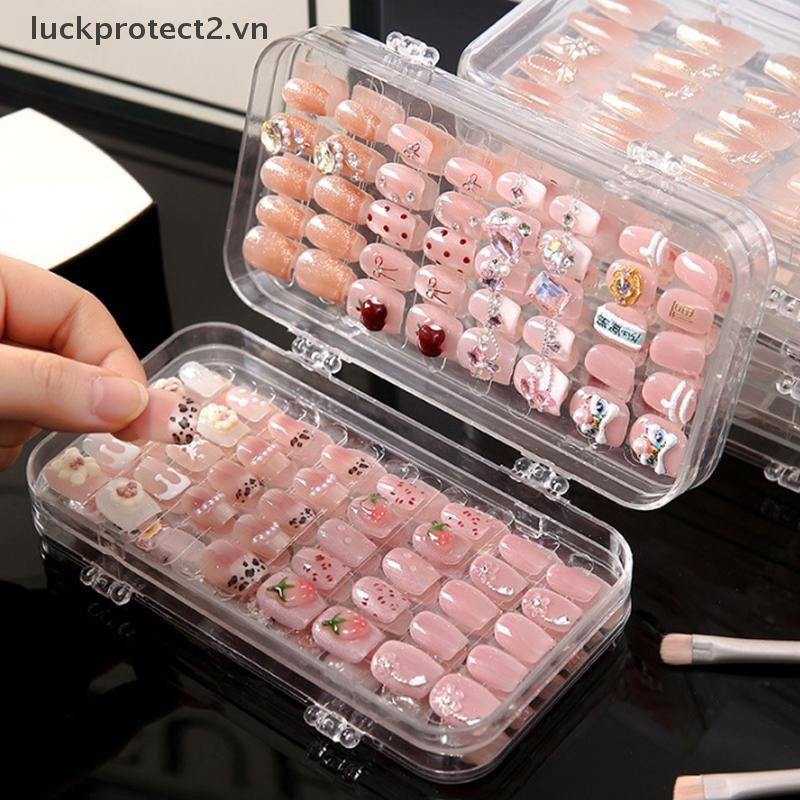 # luckpro # Hộp đựng móng tay ép ba lần Hộp đựng móng tay bằng nhựa trong suốt Hộp đựng móng tay Press-On để trưng bày móng tay giả.