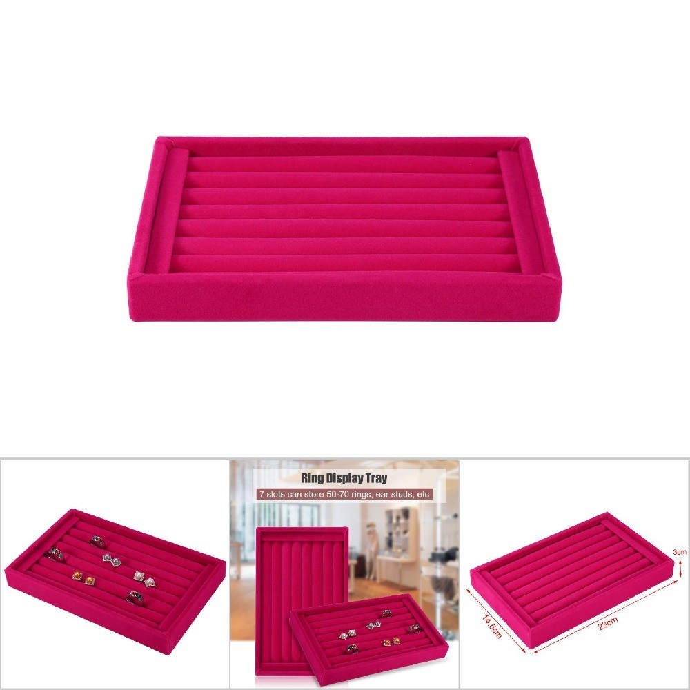 Nhẫn Khay Trưng Bày JKDESIGN - Chất Liệu Nhung Màu Đỏ, Thiết Kế 7 Khe Cắm Phù Hợp Cho Tiệc Và Trưng Bày Trang Sức
