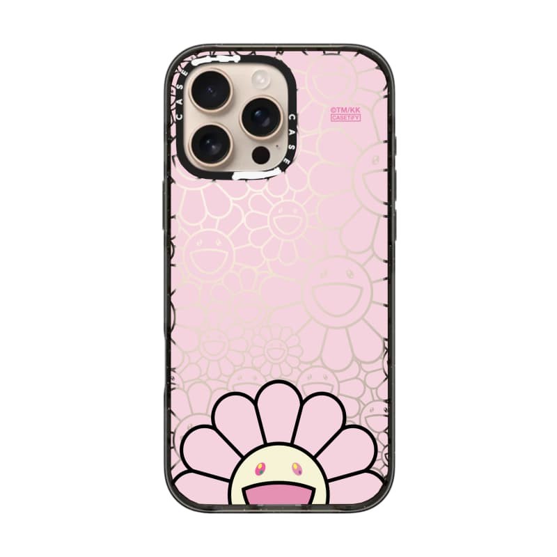 TAKASHI MURAKAMI x CASECASE: FLOWERS BLOOM SMILE (HỒNG) Vỏ tác động hút từ tính cứng trong suốt cho Apple IPhone 12 13 14 15 16 17 Pro Max Air Plus có hộp