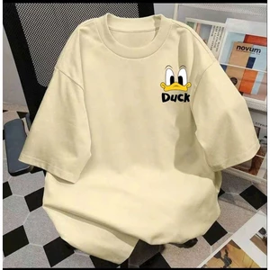 Tổng hợp Áo phông rộng tay lỡ chất cotton mềm, in hình độc đáo trên ngực vịt DUCK