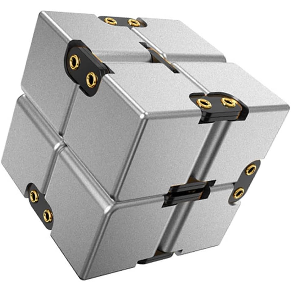 Cube Metal Infinity Cube Khối hợp kim nhôm Khối lập phương Thực hành ngón tay Giảm căng thẳng Quà tặng văn phòng Bạc