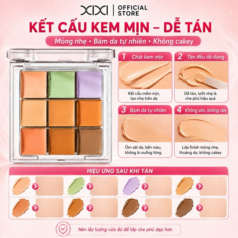 XIxi Qinrou Bảng Kem Che Khuyết Điểm: 9 Màu, Cân Bằng Che Dấu Mụn Quầng Thâm Trang Điểm Nội Địa D888