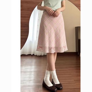 Váy Kẻ Sọc Màu Hồng Đầm Mùa Hè Nơ Cao Cấp Váy Chữ a Slim-fit Ôm Hơn Nhìn Váy 0613