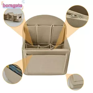 Túi du lịch nội thất BORAGETE, Dụng cụ sắp xếp trang điểm Ba lô di động Chèn Túi nhỏ, Phụ nữ Phù hợp với nhiều loại Túi đựng mỹ phẩm Túi nỉ Chèn túi