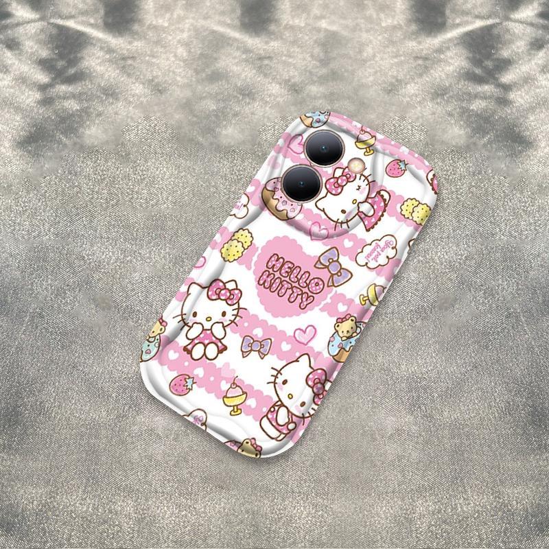 Vỏ Silicon Hoạt Hình Cho VIVO Y28 Y36 4G Y27S Bảo Vệ 3D Vỏ Điện Thoại Mềm TPU Kitty Girl Sinh Viên Chống Sốc Ốp Lưng