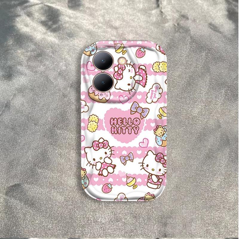 Vỏ Silicon Hoạt Hình Cho VIVO Y28 Y36 4G Y27S Bảo Vệ 3D Vỏ Điện Thoại Mềm TPU Kitty Girl Sinh Viên Chống Sốc Ốp Lưng